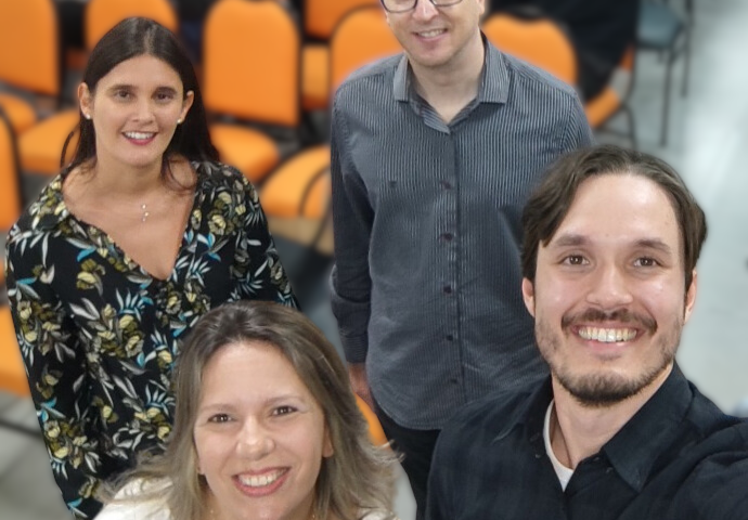 Estudantes da Faculdade IBPTECH: Dinah Sayago, Adolf Mark Penkuhn, Sandra Vilela e Marcelo Sayago.